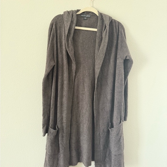 Barefoot Dreams Cozy Hooded Cardigan in Taupe - Picture 2 of 7
